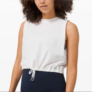 Lululemon Women's size 6 White Pima Cotton Tie-Front Cropped Tank Top EXCELLENT